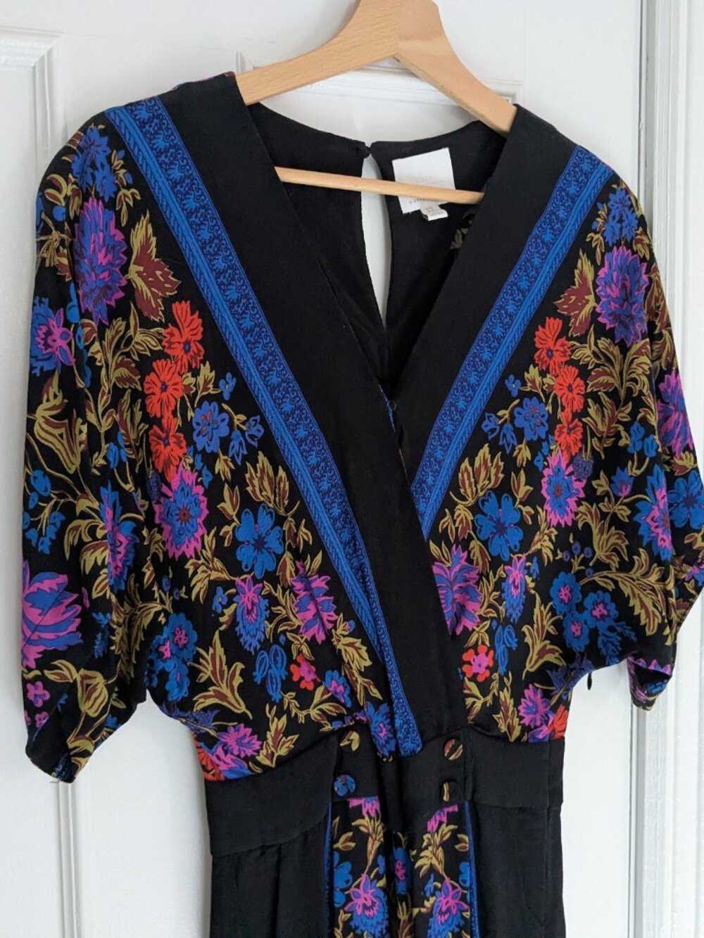 ANTHROPOLOGIE ETT:TWA Black and Floral Print Jumpsuit 0 XS
